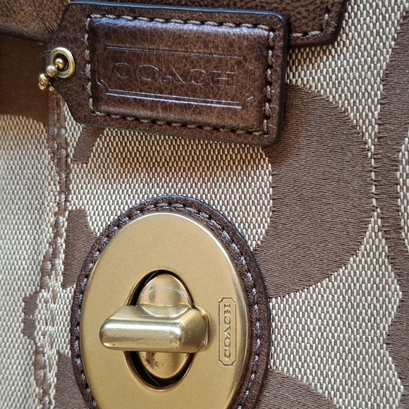 Coach Brown Tote Bag with Scarf Accent - Picture 5 of 11